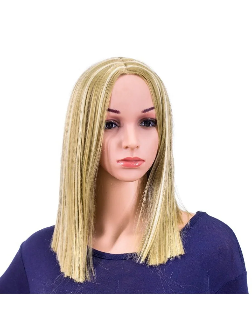 Women's 14 Inch Dirty Blonde Wig Short Straight Middle Part Synthetic Heat